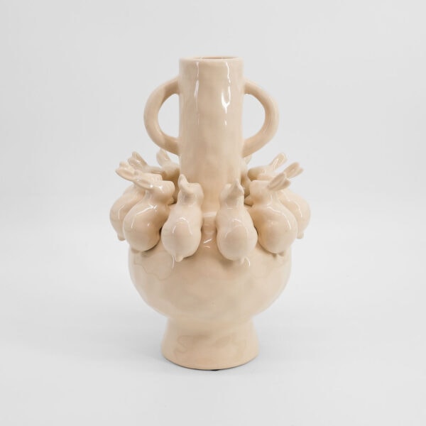 Hasenvase mit Henkeln cremeweiß